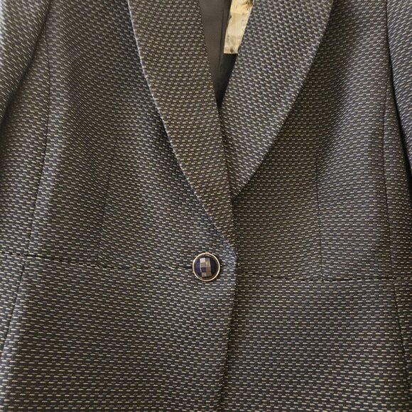 NWT Le Suit Career Office Wear Navy Blue Small Polka Dot Blazer Peplum Jacket 8 - Picture 11 of 11